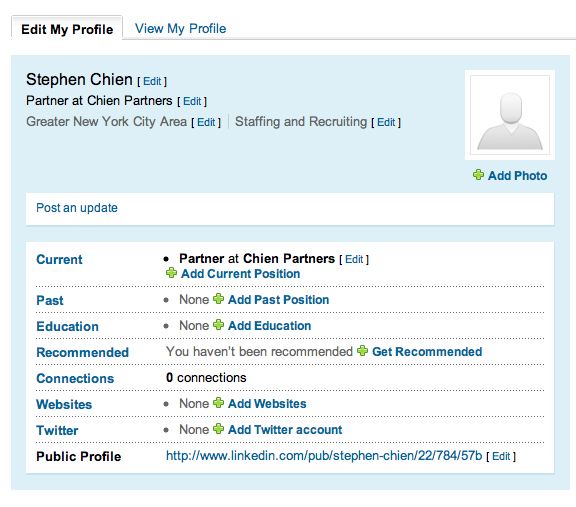LinkedIn - Edit Profile